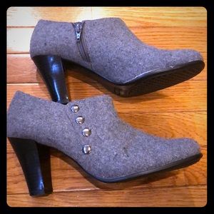 Gray fabric heels with zips- only worn once!